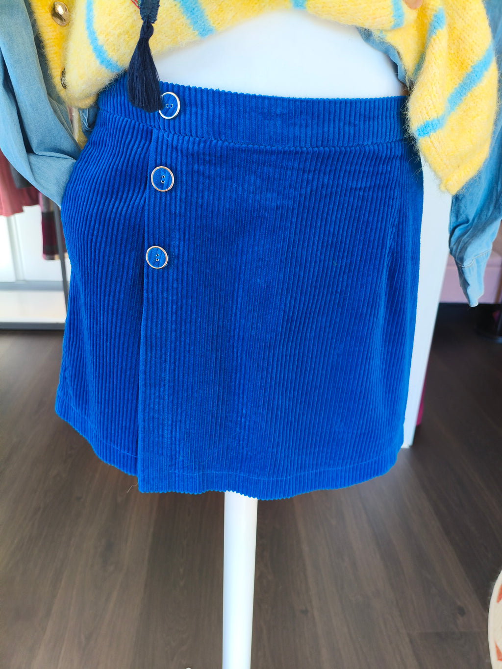 Jupe short velours bleu