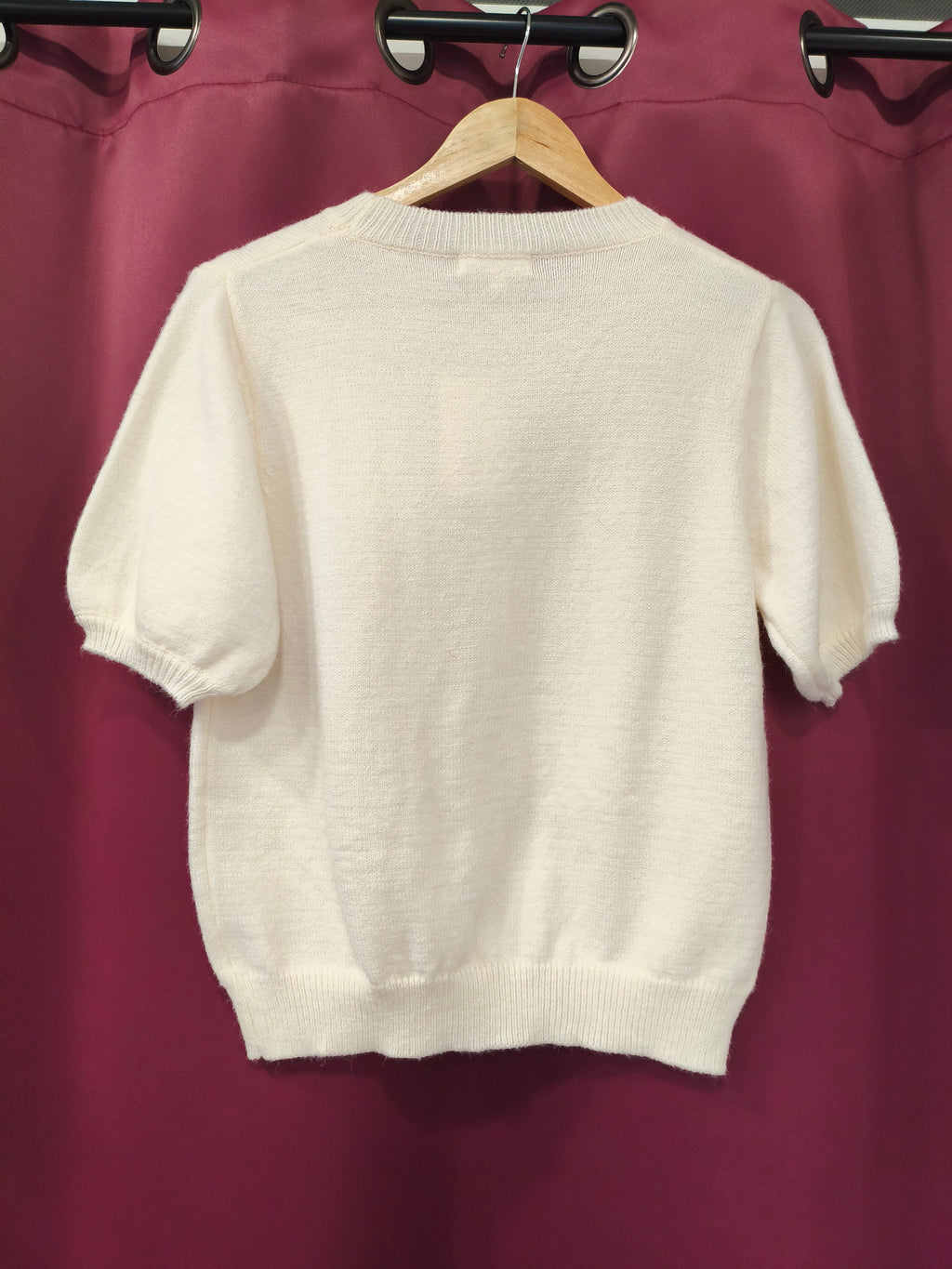 Pull manches courtes en maille Blanc