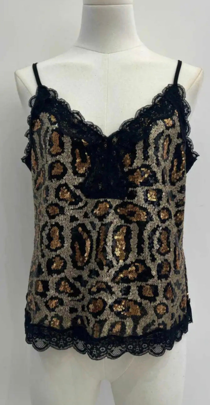 Débardeur sequins Léopard