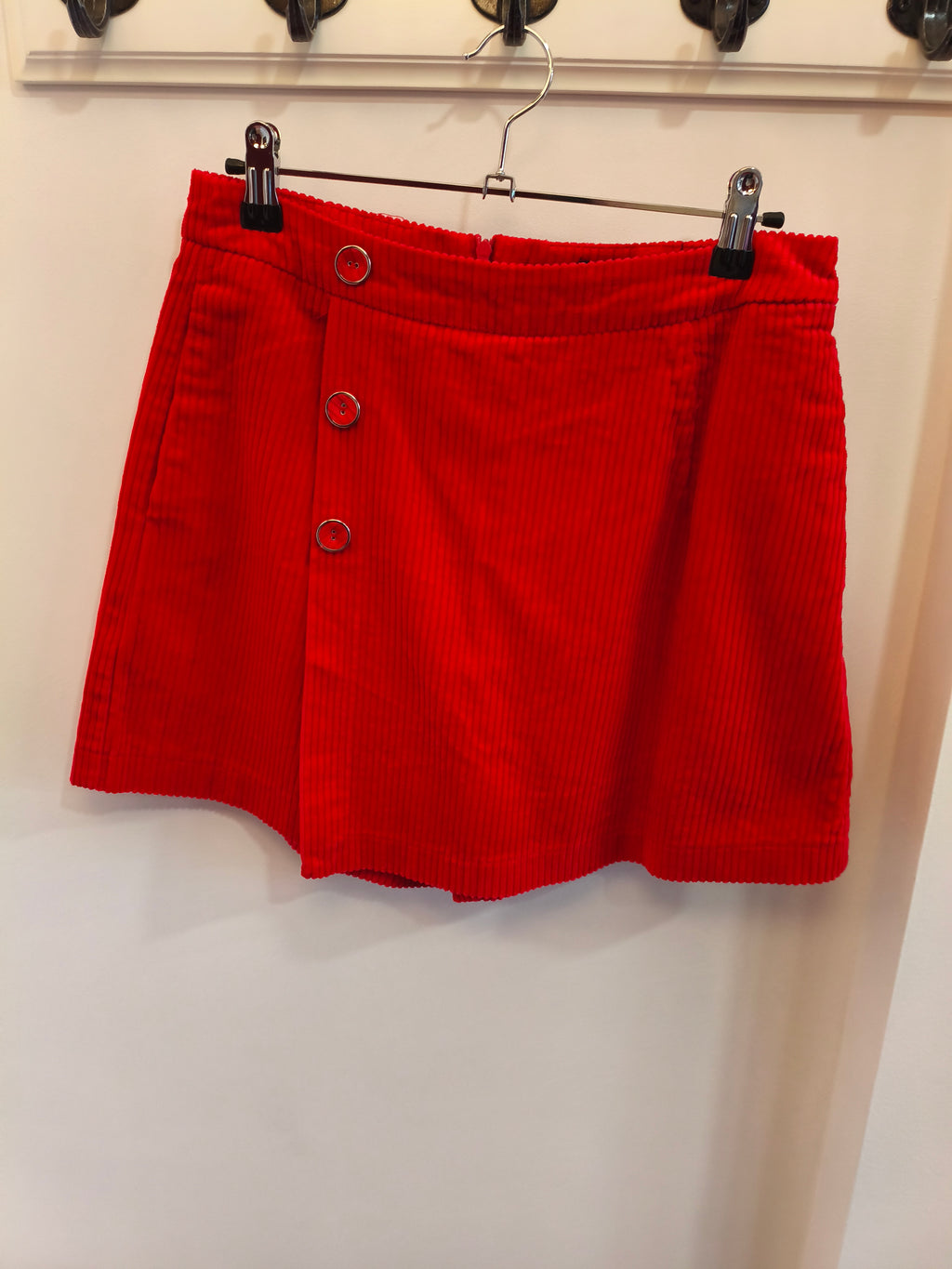 Jupe-short velours rouge