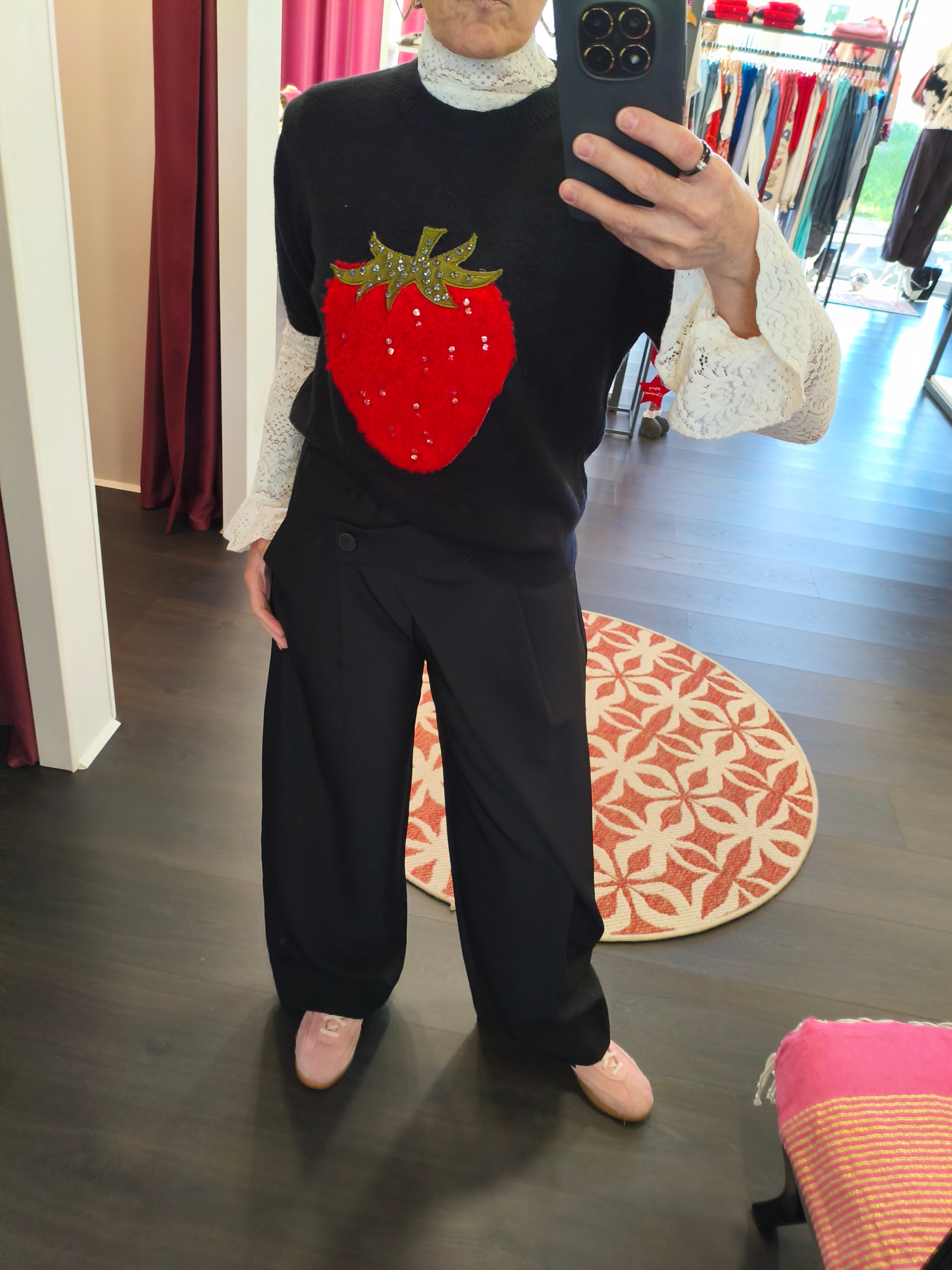 Top dentelle manches longues