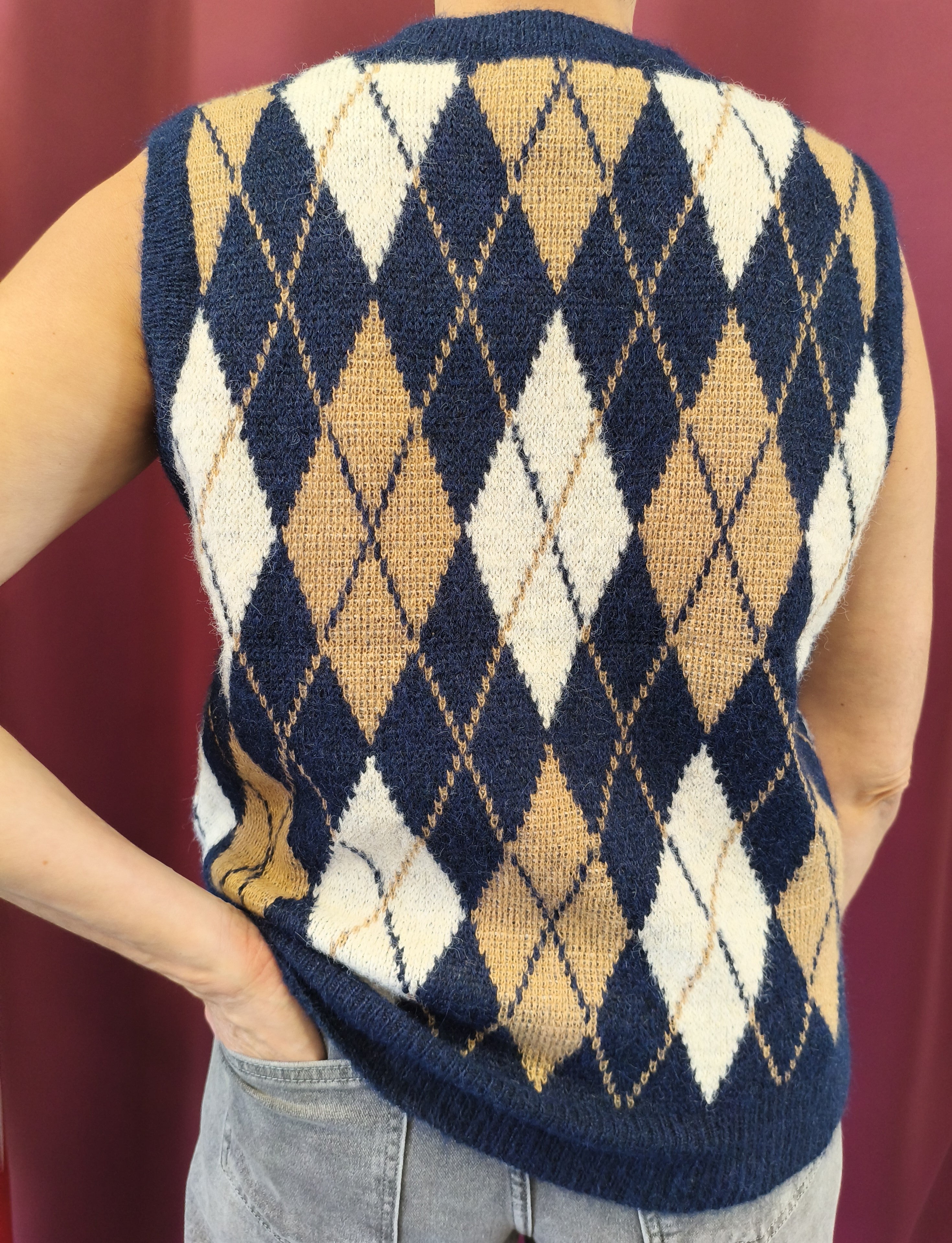 Pull sans manches motif Argyle