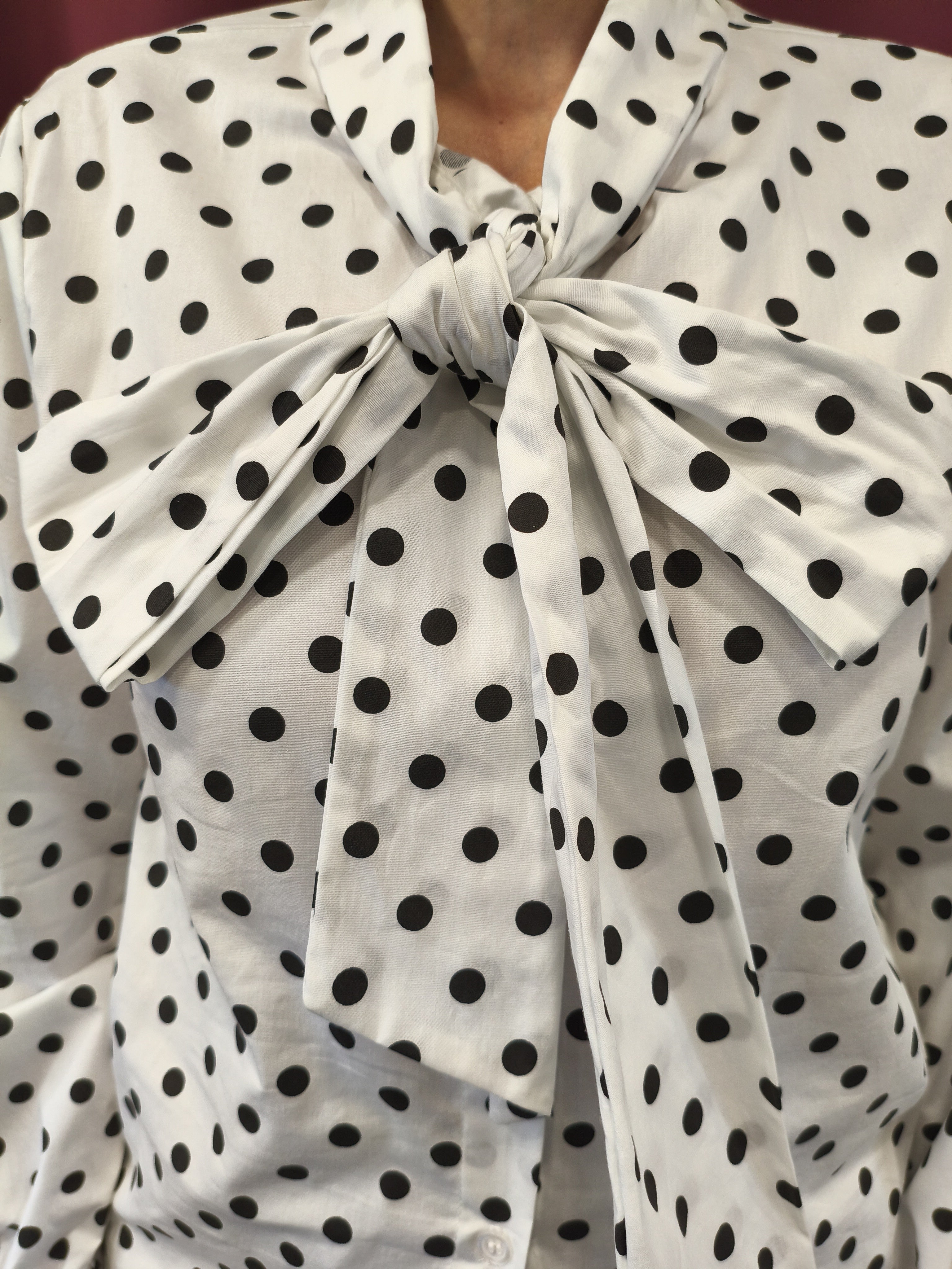 Chemise à pois et à col Lavallière