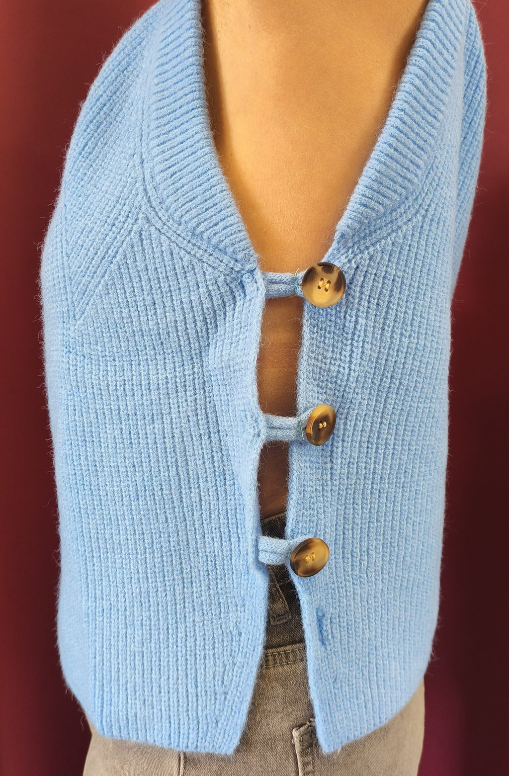 Pull sans manches bleu ciel