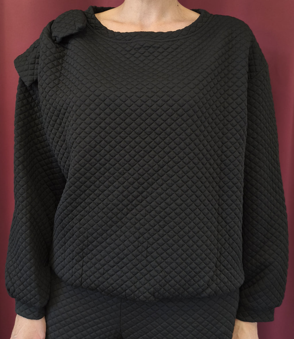 Sweat-shirt matelassé noir