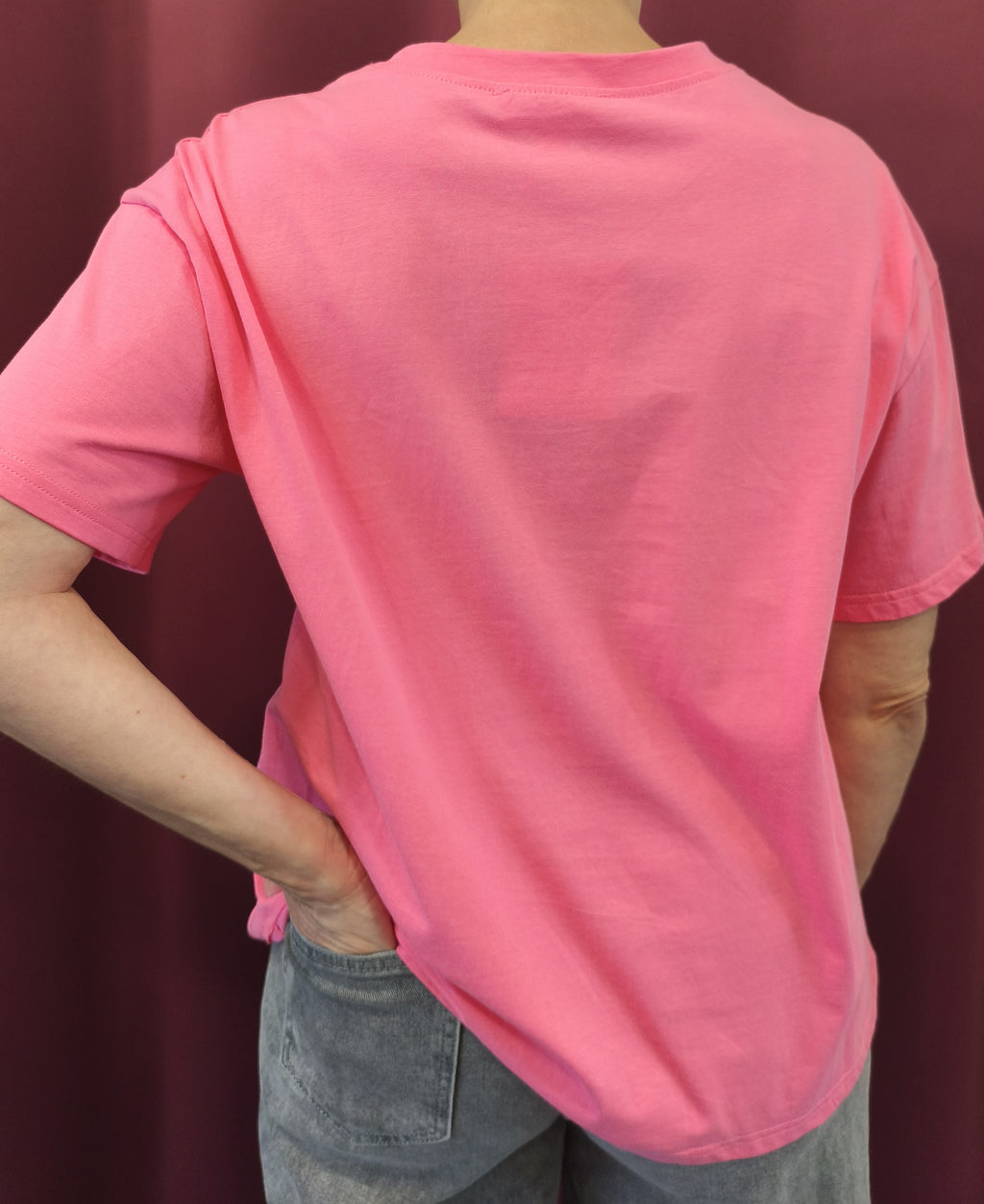 T-shirt rose motif cerise